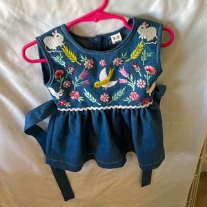 Hand embroidered Baby Blue Soft cotton dress